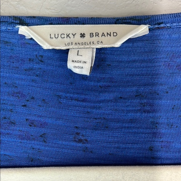 Lucky Brand Blue V-Neck cold shoulder long Sleeve Blousesize L - Picture 2 of 5